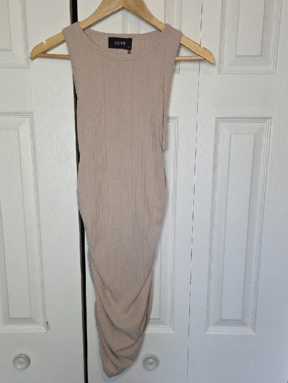 Cider Sleeveless Midi Dress in Beige
